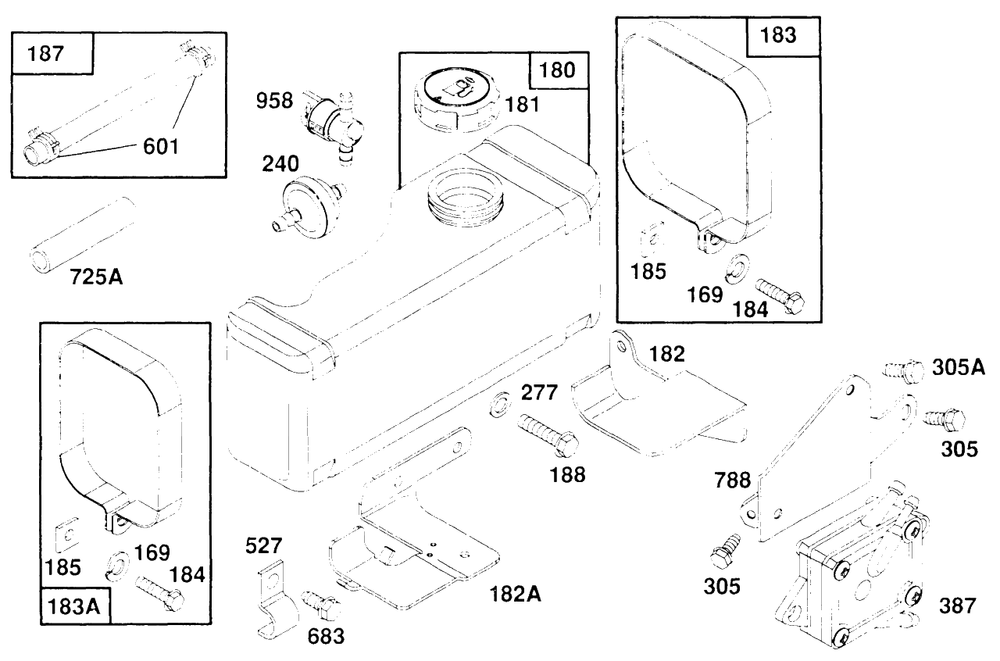 Fuel Tank Grp Diagram and Parts List for 257702-4005-XX  Briggs and Stratton Engine